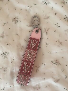 Victoria's Secret Pink Crystal Logo Wristlet Keychain